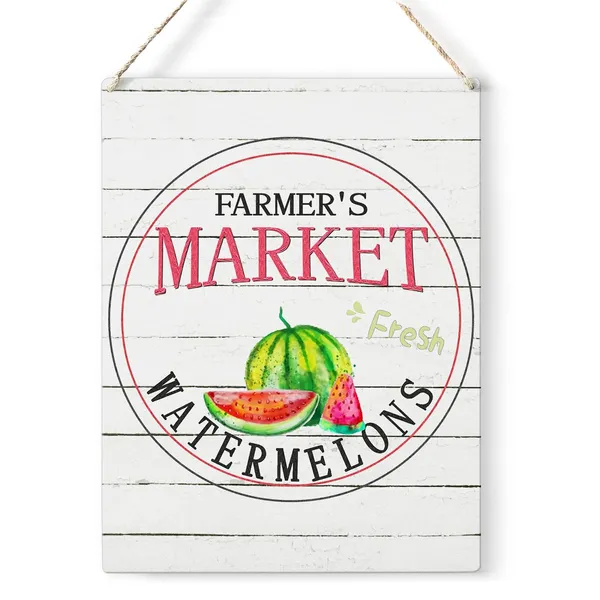 Multicolor_Watermelon_Wood_Sign_Fresh_Watermelons_Wooden_Signs_Rustic_Summer_Hanging_Plaque_Home_Wall_Art_8"_X_10"_Sign_Wall_Decor_|_For_Home_Kitchen