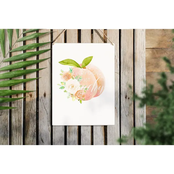 Multicolor_Peach_Quote_Wood_Sign_Everything_Is_Just_Peachy_Wooden_Signs_Rustic_Summer_Hanging_Plaque_Home_Wall_Art_8"_X_10"_Sign_Wall_Decor_|_For_Home_Kitchen