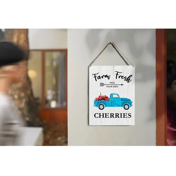 Multicolor_Cherry_Wood_Sign_Cherries_Truck_Wooden_Signs_Rustic_Summer_Hanging_Plaque_Home_Wall_Art_8"_X_10"_Sign_Wall_Decor_|_For_Home_Farmhouse