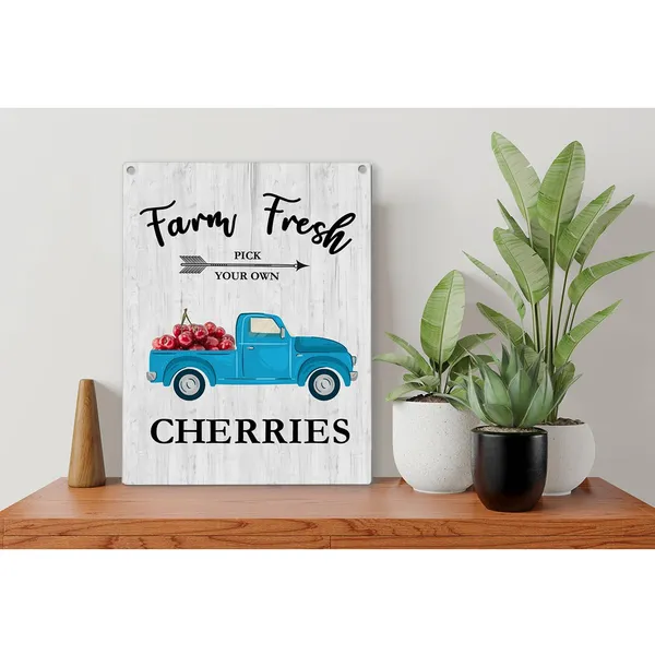 Multicolor_Cherry_Wood_Sign_Cherries_Truck_Wooden_Signs_Rustic_Summer_Hanging_Plaque_Home_Wall_Art_8"_X_10"_Sign_Wall_Decor_|_For_Home_Farmhouse