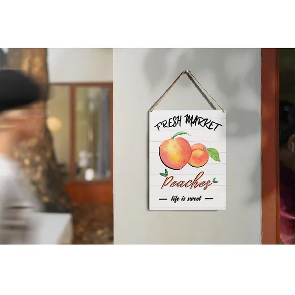 Multicolor_Summer_Peach_Wood_Sign_Peaches_Life_Is_Sweet_Wooden_Signs_Rustic_Hanging_Plaque_Home_Wall_Art_8"_X_10"_Sign_Wall_Decor_|_For_Home_Kitchen_Farmhouse
