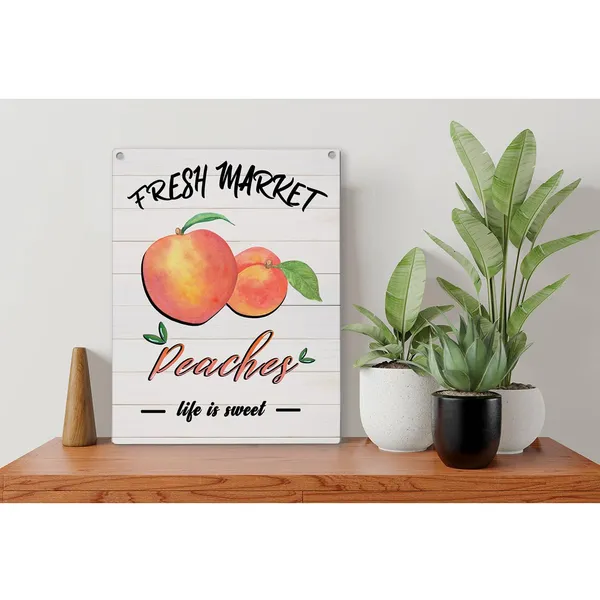 Multicolor_Summer_Peach_Wood_Sign_Peaches_Life_Is_Sweet_Wooden_Signs_Rustic_Hanging_Plaque_Home_Wall_Art_8"_X_10"_Sign_Wall_Decor_|_For_Home_Kitchen_Farmhouse