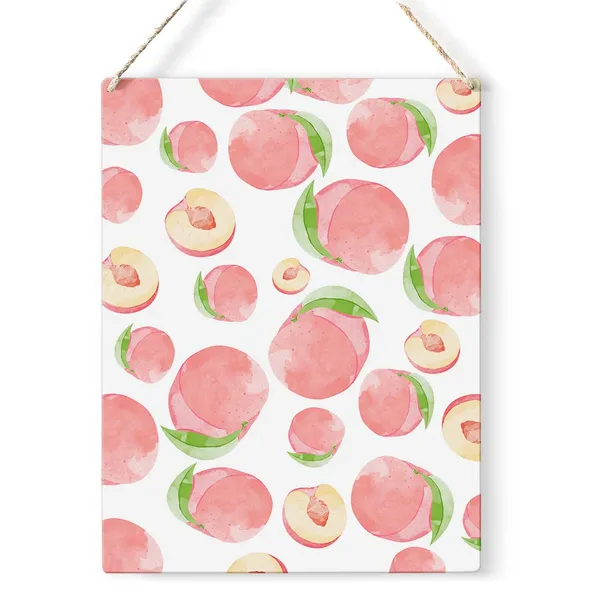 Multicolor_Peach_Wood_Sign_Watercolour_Peach_Wooden_Signs_Rustic_Summer_Hanging_Plaque_Home_Wall_Art_8"_X_10"_Sign_Wall_Decor_|_For_Home_Kitchen