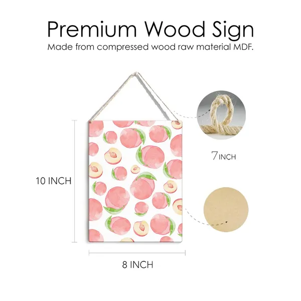Multicolor_Peach_Wood_Sign_Watercolour_Peach_Wooden_Signs_Rustic_Summer_Hanging_Plaque_Home_Wall_Art_8"_X_10"_Sign_Wall_Decor_|_For_Home_Kitchen