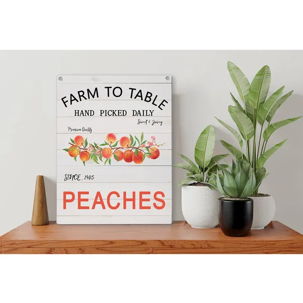 Multicolor_Farmhouse_Peaches_Wood_Sign_Kitchen_Peach_Wooden_Signs_Rustic_Summer_Hanging_Plaque_Home_Wall_Art_8"_X_10"_Sign_Wall_Decor_|_For_Home_Kitchen