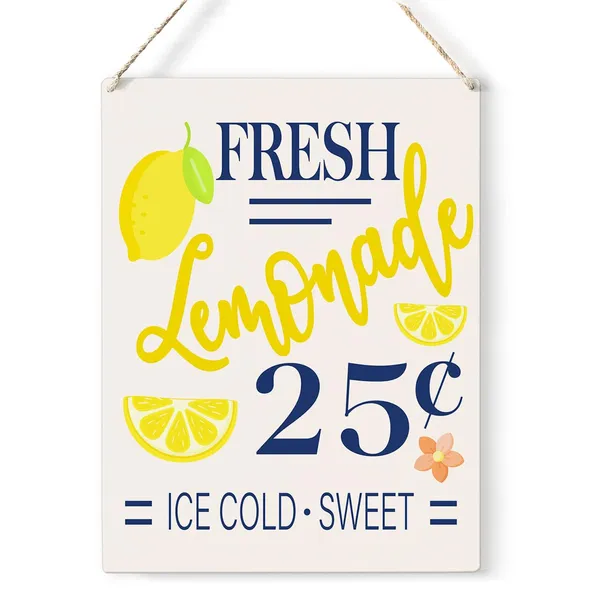 Multicolor_Summer_Lemon_Wood_Sign_Fresh_Lemonade_Wooden_Signs_Rustic_Summer_Hanging_Plaque_Home_Wall_Art_8"_X_10"_Sign_Wall_Decor_|_For_Home_Kitchen