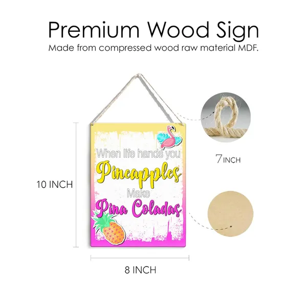 Multicolor_Kitchen_Pineapple_Wood_Sign_When_Life_Hands_You_Pineapples_Wooden_Signs_Rustic_Summer_Hanging_Plaque_Home_Wall_Art_8"_X_10"_Sign_Wall_Decor_|_For_Home_Kitchen