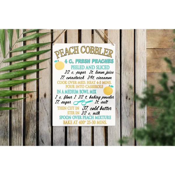 Multicolor_Peach_Cobbler_Recipe_Wood_Sign_Kitchen_Peach_Wooden_Signs_Rustic_Summer_Hanging_Plaque_Home_Wall_Art_8"_X_10"_Sign_Wall_Decor_|_For_Home_Kitchen