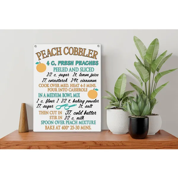 Multicolor_Peach_Cobbler_Recipe_Wood_Sign_Kitchen_Peach_Wooden_Signs_Rustic_Summer_Hanging_Plaque_Home_Wall_Art_8"_X_10"_Sign_Wall_Decor_|_For_Home_Kitchen
