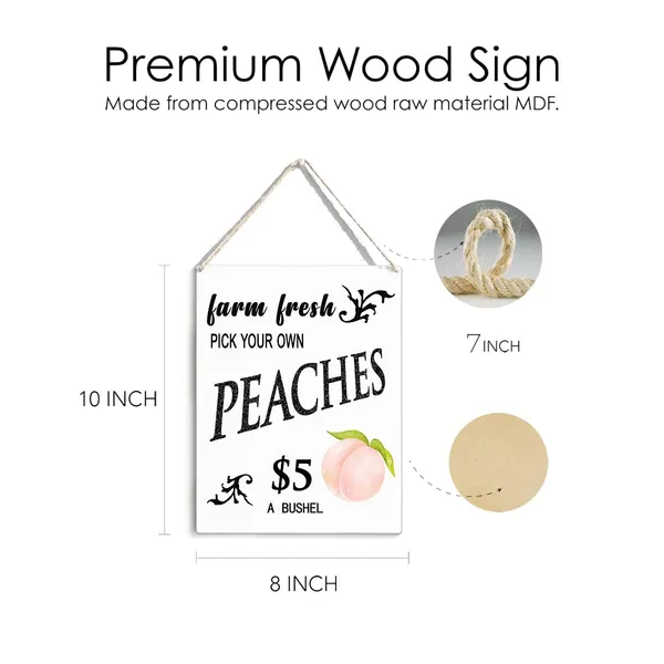 Multicolor_Peach_Theme_Wood_Sign_Farm_Fresh_Peaches_Wooden_Signs_Rustic_Summer_Hanging_Plaque_Home_Wall_Art_8"_X_10"_Sign_Wall_Decor_|_For_Home_Kitchen_Farmhouse