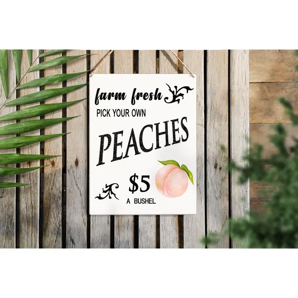 Multicolor_Peach_Theme_Wood_Sign_Farm_Fresh_Peaches_Wooden_Signs_Rustic_Summer_Hanging_Plaque_Home_Wall_Art_8"_X_10"_Sign_Wall_Decor_|_For_Home_Kitchen_Farmhouse