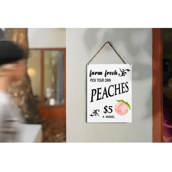 Multicolor_Peach_Theme_Wood_Sign_Farm_Fresh_Peaches_Wooden_Signs_Rustic_Summer_Hanging_Plaque_Home_Wall_Art_8"_X_10"_Sign_Wall_Decor_|_For_Home_Kitchen_Farmhouse