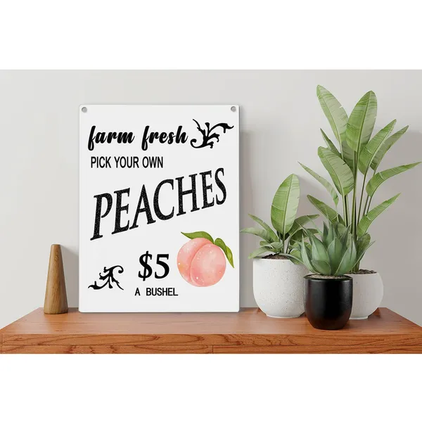 Multicolor_Peach_Theme_Wood_Sign_Farm_Fresh_Peaches_Wooden_Signs_Rustic_Summer_Hanging_Plaque_Home_Wall_Art_8"_X_10"_Sign_Wall_Decor_|_For_Home_Kitchen_Farmhouse