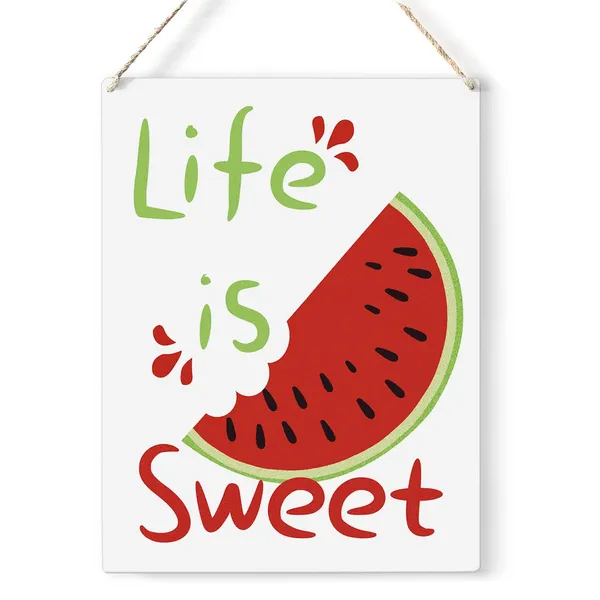 Multicolor_Kitchen_Watermelon_Wood_Sign_Life_Is_Sweet_Watermelon_Wooden_Signs_Rustic_Summer_Hanging_Plaque_Home_Wall_Art_8"_X_10"_Sign_Wall_Decor_|_For_Home_Kitchen