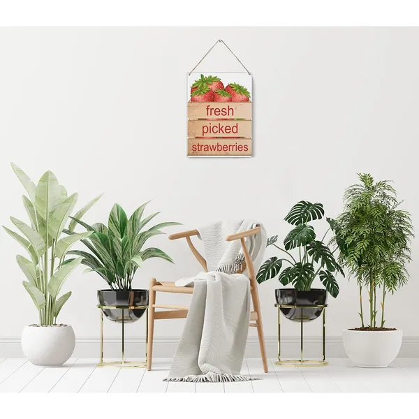 Multicolor_Summer_Strawberry_Wood_Sign_Fresh_Picked_Strawberries_Wooden_Signs_Rustic_Hanging_Plaque_Home_Wall_Art_8"_X_10"_Sign_Wall_Decor_|_For_Home_Kitchen_Farmhouse