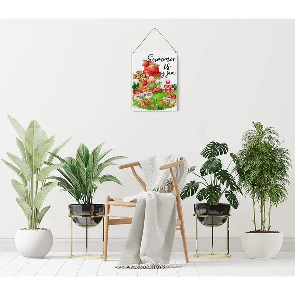 Multicolor_Strawberry_Gnome_Wood_Sign_Summer_Is_My_Jam_Wooden_Signs_Rustic_Summer_Hanging_Plaque_Home_Wall_Art_8"_X_10"_Sign_Wall_Decor_|_For_Home_Kitchen