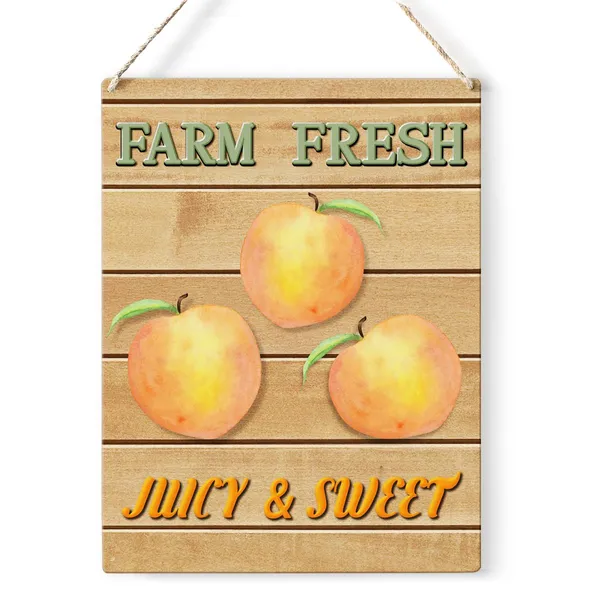 Multicolor_Peach_Wood_Sign_Farm_Fresh_Peaches_Wooden_Signs_Rustic_Summer_Hanging_Plaque_Home_Wall_Art_8"_X_10"_Sign_Wall_Decor_|_For_Home_Kitchen_Farmhouse