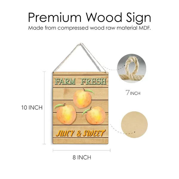 Multicolor_Peach_Wood_Sign_Farm_Fresh_Peaches_Wooden_Signs_Rustic_Summer_Hanging_Plaque_Home_Wall_Art_8"_X_10"_Sign_Wall_Decor_|_For_Home_Kitchen_Farmhouse