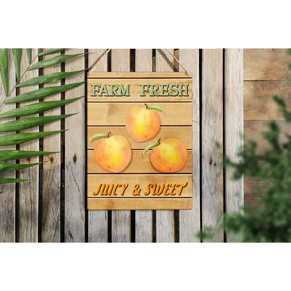 Multicolor_Peach_Wood_Sign_Farm_Fresh_Peaches_Wooden_Signs_Rustic_Summer_Hanging_Plaque_Home_Wall_Art_8"_X_10"_Sign_Wall_Decor_|_For_Home_Kitchen_Farmhouse