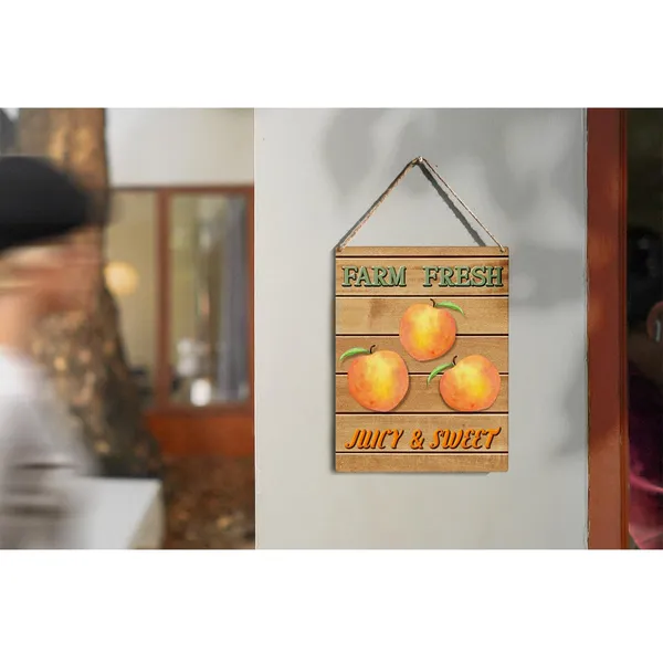 Multicolor_Peach_Wood_Sign_Farm_Fresh_Peaches_Wooden_Signs_Rustic_Summer_Hanging_Plaque_Home_Wall_Art_8"_X_10"_Sign_Wall_Decor_|_For_Home_Kitchen_Farmhouse