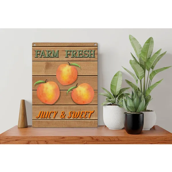 Multicolor_Peach_Wood_Sign_Farm_Fresh_Peaches_Wooden_Signs_Rustic_Summer_Hanging_Plaque_Home_Wall_Art_8"_X_10"_Sign_Wall_Decor_|_For_Home_Kitchen_Farmhouse