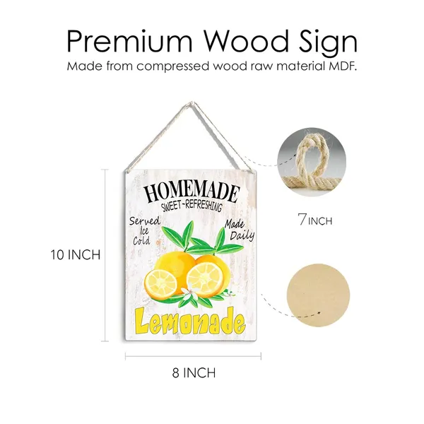 Multicolor_Kitchen_Lemon_Wood_Sign_Homemade_Lemonade_Wooden_Signs_Rustic_Summer_Hanging_Plaque_Home_Wall_Art_8"_X_10"_Sign_Wall_Decor_|_For_Home_Kitchen