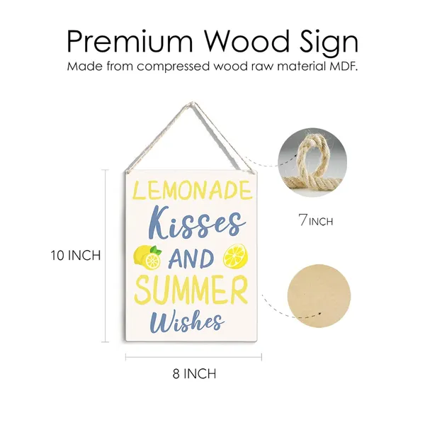 Multicolor_Summer_Lemon_Wood_Sign_Lemonade_Kisses_Wooden_Signs_Rustic_Hanging_Plaque_Home_Wall_Art_8"_X_10"_Sign_Wall_Decor_|_For_Home_Kitchen