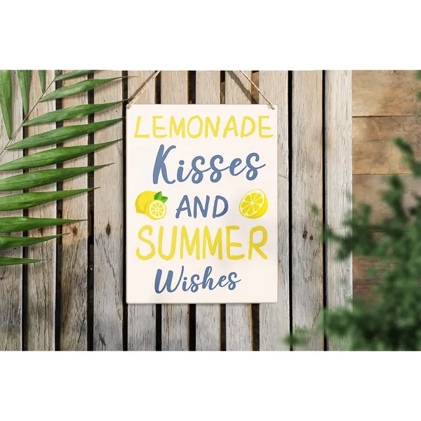 Multicolor_Summer_Lemon_Wood_Sign_Lemonade_Kisses_Wooden_Signs_Rustic_Hanging_Plaque_Home_Wall_Art_8"_X_10"_Sign_Wall_Decor_|_For_Home_Kitchen