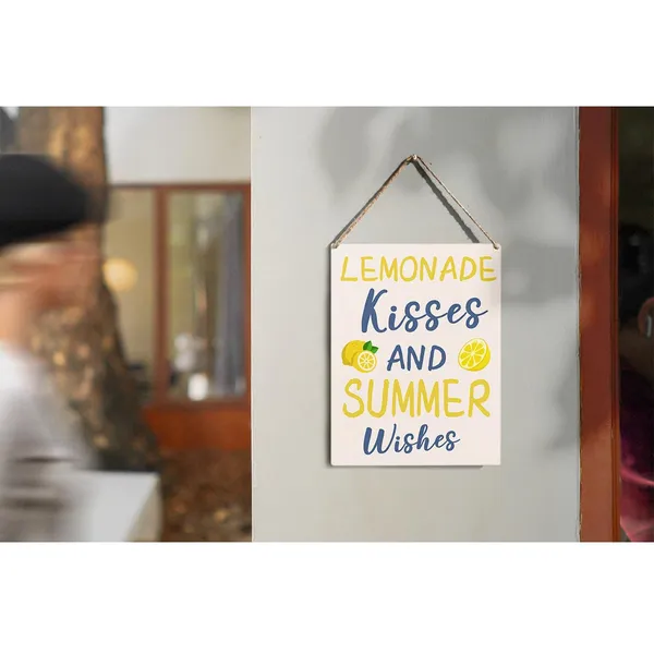 Multicolor_Summer_Lemon_Wood_Sign_Lemonade_Kisses_Wooden_Signs_Rustic_Hanging_Plaque_Home_Wall_Art_8"_X_10"_Sign_Wall_Decor_|_For_Home_Kitchen