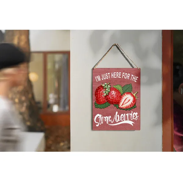 Multicolor_Strawberry_Wood_Sign_I_Am_Just_Here_|_For_The_Strawberries_Wooden_Signs_Rustic_Summer_Hanging_Plaque_Home_Wall_Art_8"_X_10"_Sign_Wall_Decor_|_For_Home_Farmhouse