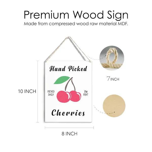 Multicolor_Cherry_Wood_Sign_Hand_Picked_Cherries_Wooden_Signs_Rustic_Summer_Hanging_Plaque_Home_Wall_Art_8"_X_10"_Sign_Wall_Decor_|_For_Home_Kitchen
