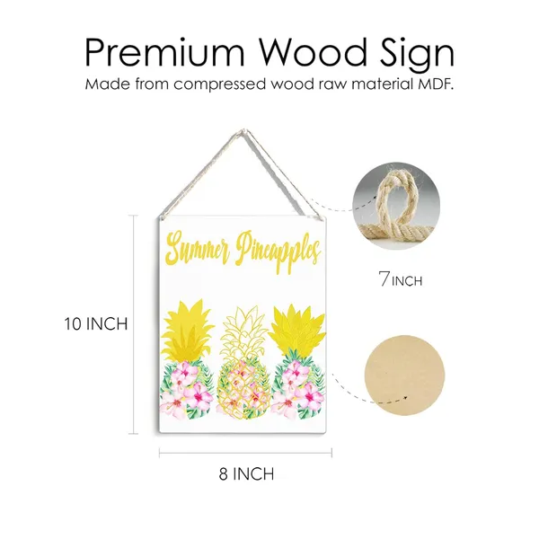 Multicolor_Summer_Pineapple_Wood_Sign_Floral_Pineapple_Wooden_Signs_Rustic_Summer_Hanging_Plaque_Home_Wall_Art_8"_X_10"_Sign_Wall_Decor_|_For_Home_Kitchen