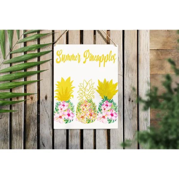 Multicolor_Summer_Pineapple_Wood_Sign_Floral_Pineapple_Wooden_Signs_Rustic_Summer_Hanging_Plaque_Home_Wall_Art_8"_X_10"_Sign_Wall_Decor_|_For_Home_Kitchen