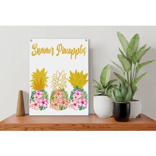 Multicolor_Summer_Pineapple_Wood_Sign_Floral_Pineapple_Wooden_Signs_Rustic_Summer_Hanging_Plaque_Home_Wall_Art_8"_X_10"_Sign_Wall_Decor_|_For_Home_Kitchen