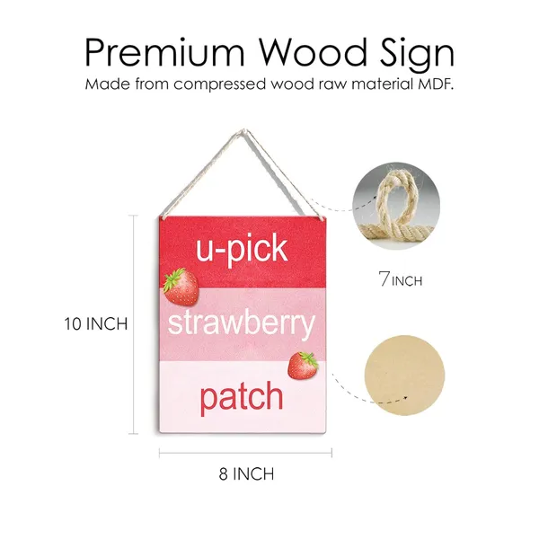 Multicolor_Summer_Strawberry_Wood_Sign_Strawberry_Patch_Wooden_Signs_Rustic_Hanging_Plaque_Home_Wall_Art_8"_X_10"_Sign_Wall_Decor_|_For_Home_Kitchen