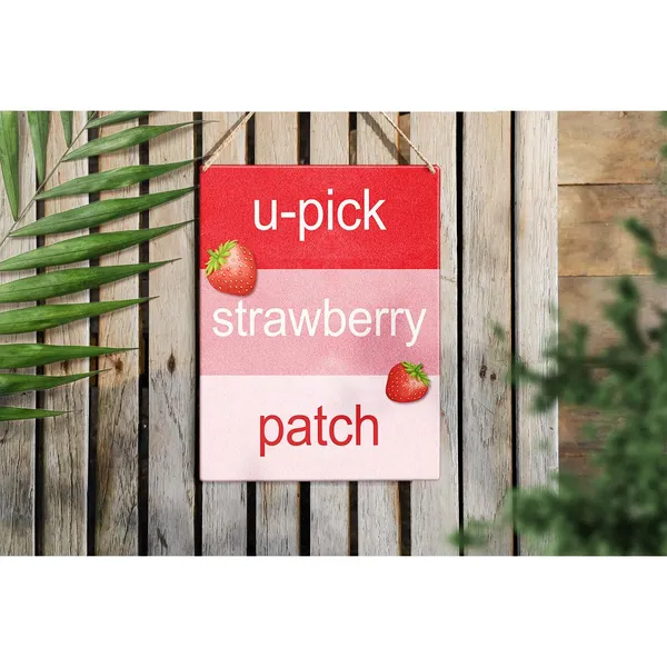 Multicolor_Summer_Strawberry_Wood_Sign_Strawberry_Patch_Wooden_Signs_Rustic_Hanging_Plaque_Home_Wall_Art_8"_X_10"_Sign_Wall_Decor_|_For_Home_Kitchen