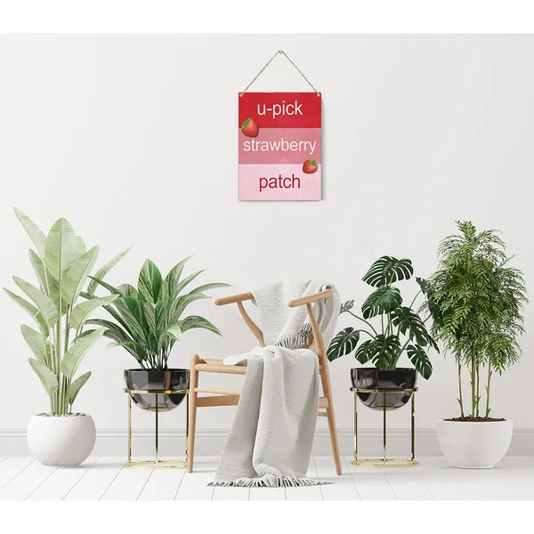 Multicolor_Summer_Strawberry_Wood_Sign_Strawberry_Patch_Wooden_Signs_Rustic_Hanging_Plaque_Home_Wall_Art_8"_X_10"_Sign_Wall_Decor_|_For_Home_Kitchen