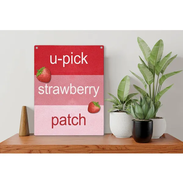 Multicolor_Summer_Strawberry_Wood_Sign_Strawberry_Patch_Wooden_Signs_Rustic_Hanging_Plaque_Home_Wall_Art_8"_X_10"_Sign_Wall_Decor_|_For_Home_Kitchen