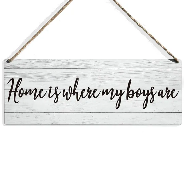 Multicolor_Mom_Gifts,_New_Mom_Gifts,_Home_Is_Where_My_Boys_Are_Wood_Sign_Decor,_Mothers_Day_Gifts_|_For_Mom_Mommy_Mother,_Farmhouse_Wall_Hanging_Decoration_|_For_Home_Bedroom_16.38_X_5.85_Inch