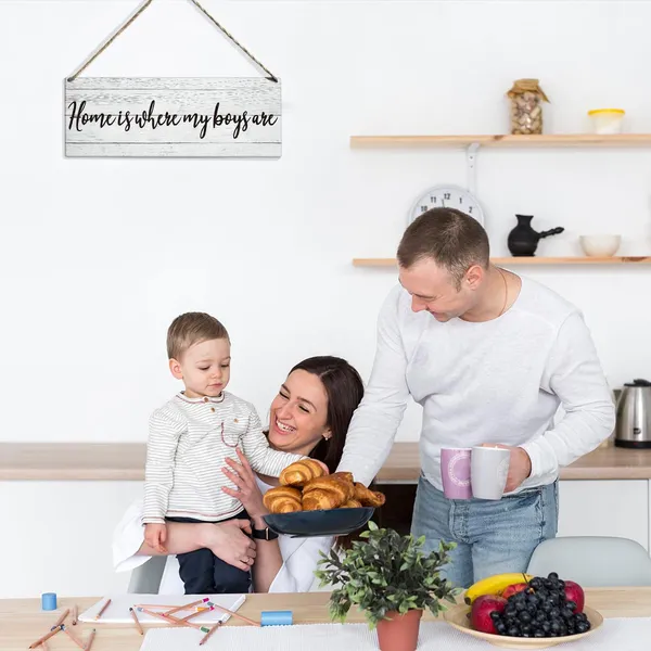 Multicolor_Mom_Gifts,_New_Mom_Gifts,_Home_Is_Where_My_Boys_Are_Wood_Sign_Decor,_Mothers_Day_Gifts_|_For_Mom_Mommy_Mother,_Farmhouse_Wall_Hanging_Decoration_|_For_Home_Bedroom_16.38_X_5.85_Inch