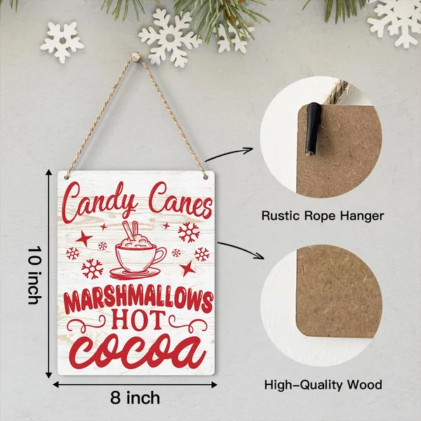Multicolor_Christmas_Candy_Canes_Marshmallows_Hot_Cocoa_Wood_Sign_Winter_Decoration_Wooden_Signs_Rustic_Hanging_Plaque_Home_Wall_Art_8"_X_10"_Sign_Wall_Decor_|_For_Farmhouse_Home_Kitchen