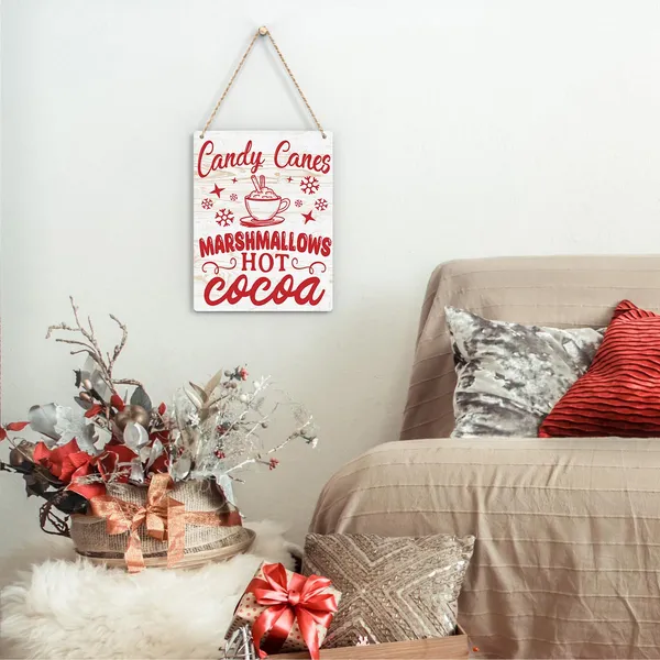Multicolor_Christmas_Candy_Canes_Marshmallows_Hot_Cocoa_Wood_Sign_Winter_Decoration_Wooden_Signs_Rustic_Hanging_Plaque_Home_Wall_Art_8"_X_10"_Sign_Wall_Decor_|_For_Farmhouse_Home_Kitchen