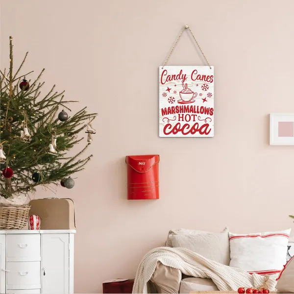 Multicolor_Christmas_Candy_Canes_Marshmallows_Hot_Cocoa_Wood_Sign_Winter_Decoration_Wooden_Signs_Rustic_Hanging_Plaque_Home_Wall_Art_8"_X_10"_Sign_Wall_Decor_|_For_Farmhouse_Home_Kitchen
