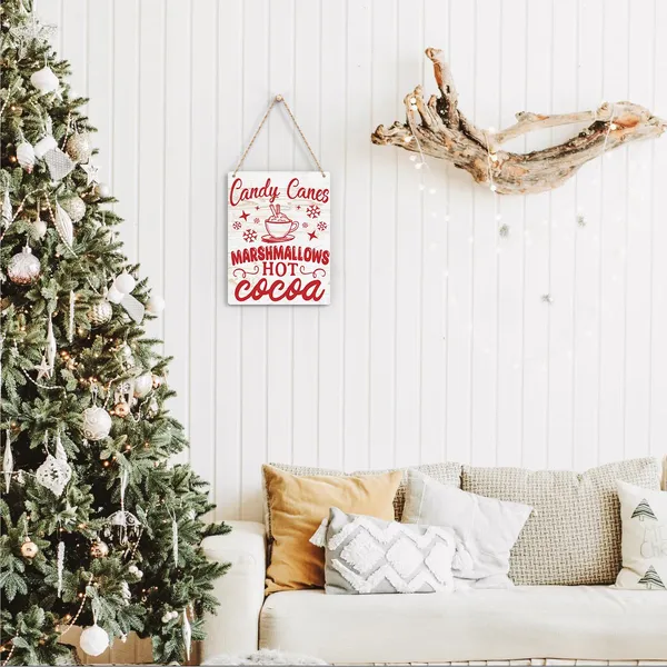 Multicolor_Christmas_Candy_Canes_Marshmallows_Hot_Cocoa_Wood_Sign_Winter_Decoration_Wooden_Signs_Rustic_Hanging_Plaque_Home_Wall_Art_8"_X_10"_Sign_Wall_Decor_|_For_Farmhouse_Home_Kitchen