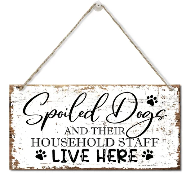 Multicolor_Spoiled_Dogs_And_Their_Staff_Live_Here_Sign,_Printed_Wood_Plaque_Sign,_Hanging_Wood_Sign_Home_Decor,_Family_Signs_|_For_Home_Decor_Gift,_Dog_Room_Decor_Sign_Gifts,_Home_Decor_Wall_Art_Sign_12"_X_6"