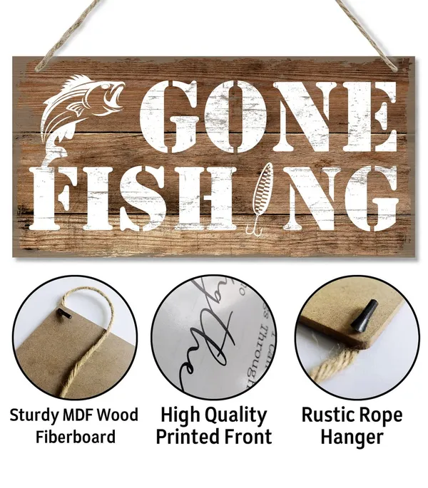 White_Funny_Gone_Fishing_Wall_Decor_Sign,_Printed_Wood_Plaque_Sign,_Hanging_Fishing_Decor_Sign,_Family_Signs_|_For_Home_Decor_Gift,_Gifts_|_For_Men,_Farmhouse_Decor_Wall_Art_Sign_12"_X_6"
