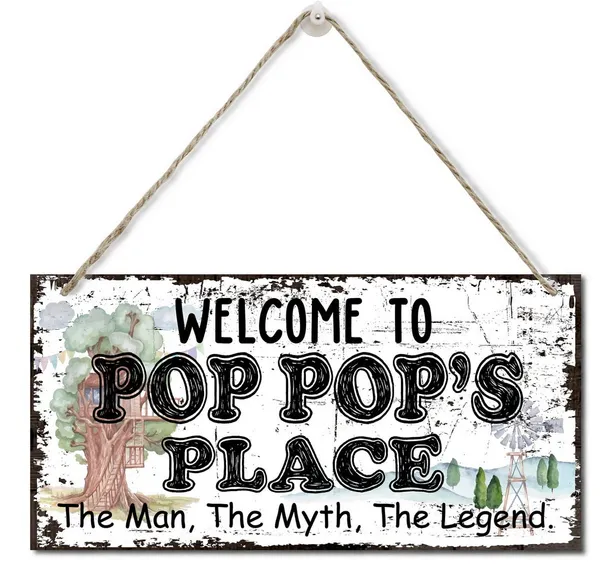 White_Vintage_Style_Welcome_To_Pop_Pop'S_Place_The_Man,_The_Myth,_The_Legend_Decor_Sign,_Printed_Wood_Plaque_Sign_Wall_Hanging,_Hanging_Wood_Sign_Home_Decor,_Father'S_Day_Gift_|_For_Grandpa_12"_X_6"