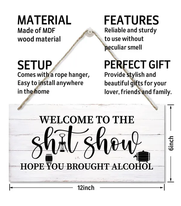 Multicolor_Welcome_To_The_Shitshow_Sign,_Printed_Wood_Plaque_Sign_Wall_Hanging,_Welcome_To_Shitshow_Home_Decor,_Farmhouse_Rustic_Wall_Decor_Sign_Gift,_Rustic_Farmhouse_Wall_Decor_|_For_Living_Room,_Size_12"_X_6"