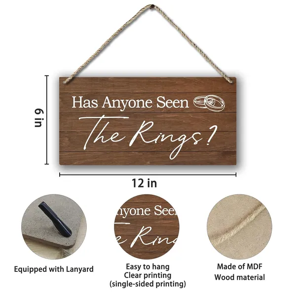 Brown_Ring_Bearer_Sign,Ring_Sign,Ring_Bearer_Wedding_Has_Anyone_Seen_The_Rings_Plaque_Sign_Wall_Hanging,Rustic_Wedding_Decor,Here_Comes_The_Bride_Sign_|_For_Wedding_12_X_6_Inches