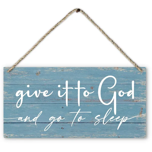 Multicolor_Give_It_To_God_And_Go_To_Sleep_Sign,_Rustic_Bedroom_Decor_Printed_Wood_Plaque_Sign_Wall_Hanging,_Christian_Religious_Signs_Hanging_Wall_Signs_|_For_Home_Farmhouse_Bedroom_Decor_12_X_6_Inches_Home_Decor_Accents_Wall_Pediments